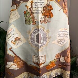 ETRO Mozart Vintage-Inspired Musical Print Silk Scarf.